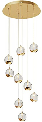 Lucande Ceiling Light Hayley (Design) in Gold Made of Glass for e.g. Living Room & Dining (9 Light Sources,) from Pendant Lighting, lamp Hanging Ceiling