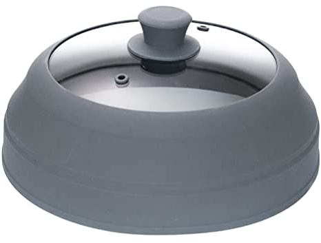 Uonlytech Silikon Torten Glashaube Glaskuppel Kuchen Glasglocke Tellerglocke Glas Käseglocke Kuchenglocke Lebensmittel Haube Abdeckung Teppanyaki Mikrowelle Deckel Steak Abdeckhaube für Cover