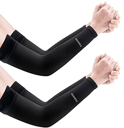 SPEACOUR 2 Paio Maniche Anti UV Maniche di Protezione Solare Manicotto Protettivo Raffreddamento Manica Braccio Traspirante Elastico Manicotto Sportivo per Ciclisimo, Pesca, Basket e Pallavolo - Nero