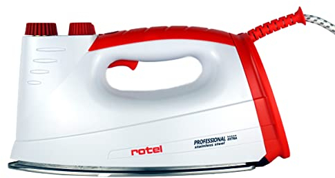 Rotel Professional Extra Dampfbügeleisen Edelstah-/ Keramiklsohle 5bar 800W hoher Dampfdruck beste Gleitfähigkeit kein Verbrennen/Versengen von Textilien … (Edelstahlsohle Rot)