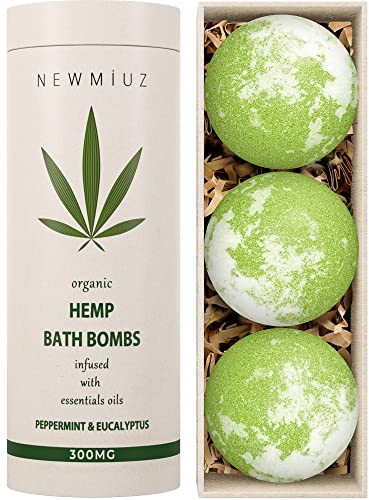 Organic Hemp Bath Bombs Infused Peppermint Eucalyptus Essential Oil Luxurious Bath Essentials Gifts for Dry Skin Immerse Yourself in A Blissful Spa