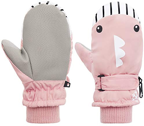 American Trends Toddler Snow Gloves Winter Kids Ski Glove Waterproof Mittens for Toddler Boys Girls Warm Mitten Pink Whale S(Fits 2-4 Years)