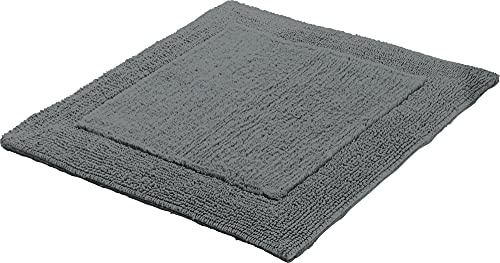 Erwin Müller WC-Vorlage, WC-Matte ohne Ausschnitt Uni Serie Stuttgart grau Größe 60x60 cm - extra dick, Wende-Design, 100% Baumwolle