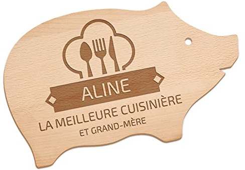 Maverton Planche à découper personnalisée, Plateau en bois, forme de cochon | Planche avec gravure pour elle, pour anniversaire, Accessoires cuisine pour femmes, Pour chef, porcinet