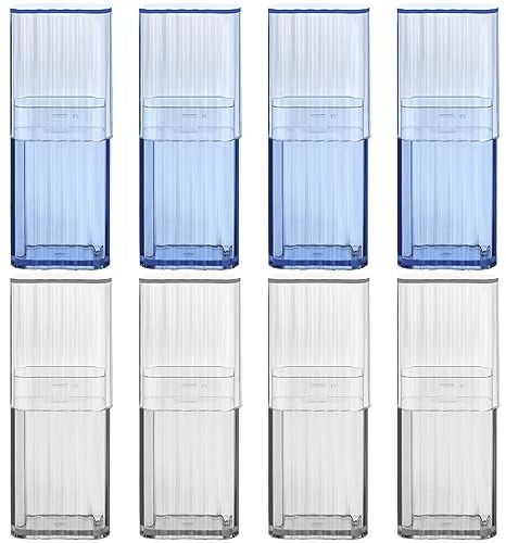 Runloon 8Pcs Mini Portable Dental Floss Storage Box, Flosser Band-Aid Toothpick Holder Cotton Swab Boxs Travel Storage Case, Transparent Small Dispenser Container for Small Item Storage