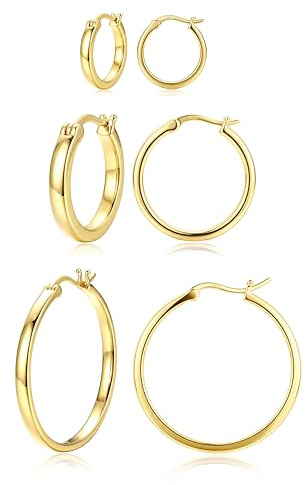 goldene creolen ohrringe gold creolen damen S925 Sterling Silber Post