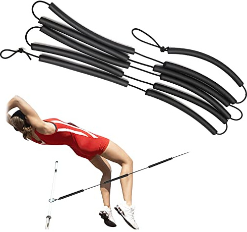 Qivine Elastische Sprungschnur für Hochsprung und Stabhochsprung, 2.5m Hochsprunglatte Hochsprung Hilfsseil, Schwarz Schaumstoff Hochsprungschnur Bungee Seil Trainingsgerät