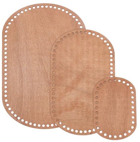 PH PandaHall Ovaler Holzkorbsockel 3 Größen Kaffeerohling Häkelkorbbasis Häkeltaschenboden Häkelboden Zubehör Für DIY Korbstricken Für Stricker Häkeler Und Anfänger