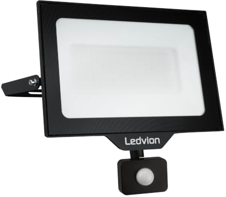 Ledvion Projecteur LED avec detecteur 100W IP44 4000K | S allume automatiquement au mouvement pour allee jardin facade et garage
