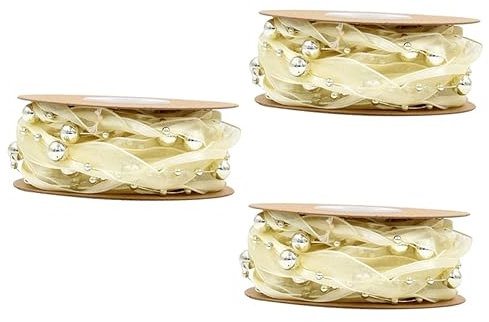 NUOBESTY 3rollen Handgewebtes Dekoratives Band Aus Perlenkette Goldene Gartendekoration Für Blumenverpackung Für Hochzeiten Und Diy-projekte Vielseitig Einsetzbar