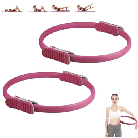 MAGIC SELECT 2x Cerchia di Pilates - Anello per Pilates - Anello per Impugnatura Doppia per Pilates - Cerchio Fitness - per Resistenza, Palestra, rafforzamento da Donna. Diametro 37,5cm