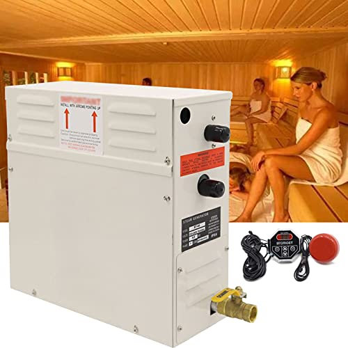 Kit générateur de vapeur pour sauna 12 kW, générateur de vapeur pour douche avec système d'auto-drainage, contrôleur numérique LED pour espace de 18 m³, adapté pour sauna/douche/bain/SPA 10.5KW