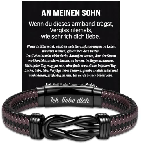 Coldbling Ich Liebe Dich Geschenke für Männer, An Meinen Sohn Papa Mann Armband Weihnachten Geburtstag Liebes Valentinstag Jahrestag Geschenk für Ihn Freund Ehemann Sohn Vater Lederarmband