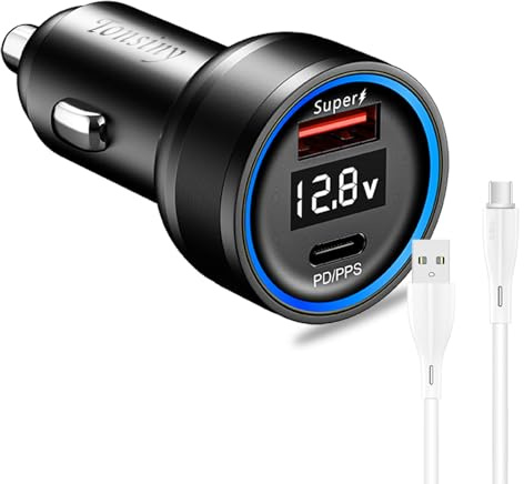 Per caricatore da auto oneplus supervooc 100w, caricatore accendisigari a 2 porte con cavo da 1.5m per oppo Find x5 Reno 10, adattatore da auto warp per oneplus 12 11, presa USB 12V per Realme GT5