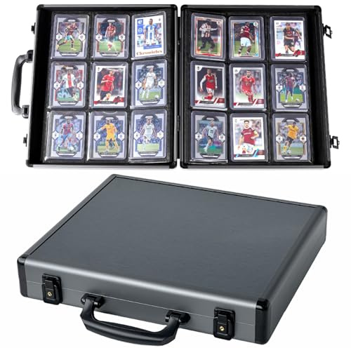 Azamou Toploader Binder for Trading Cards, Hard Cases, Holds 216 Toploaders, 9 Pocket Sleeves for 3 x 4 Cards (Gray 216-Toploaders)