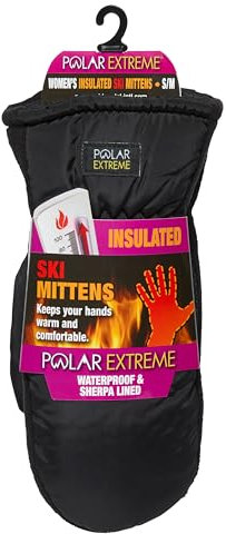 Polar Extreme HEAT WOMENS WATERPROOF SHERPA LINED SKI MITTEN M/L- BLACK