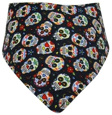 Hundehalstuch mit Klettverschluss bunte skulls/Totenköpfe 25-30 cm Halsumfang