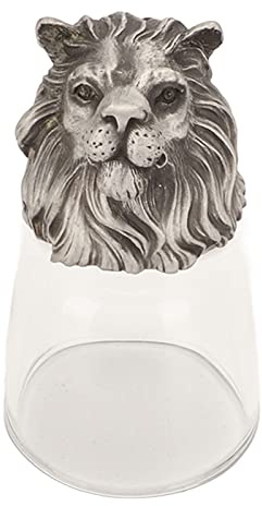 Enforose Whiskey Glass Animal Head Style Metal Multi Purpose Cocktail Glass Old Fashioned Drinking Glassware for Party, Bars, Restaurants (Lion)
