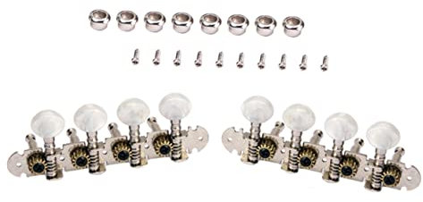ifundom 2pcs Guitar Machine Heads Tuning Pegs Silver Mandolin 4l and 4r Round Mica Buttons for Acoustic and Electric Guitar Accessories