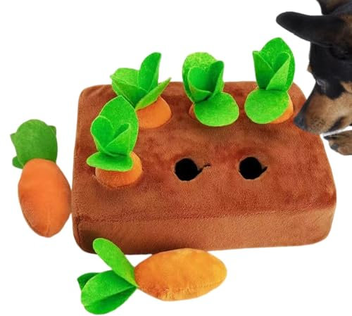 Schnüffelteppich mit Karotten für Hunde, Schnüffelteppich für Haustiere – niedliches Karottenerntenspielzeug | Plüsch-Puzzle-Spielzeug aus gefülltem Karotten-Plüsch, Kauspielzeug D