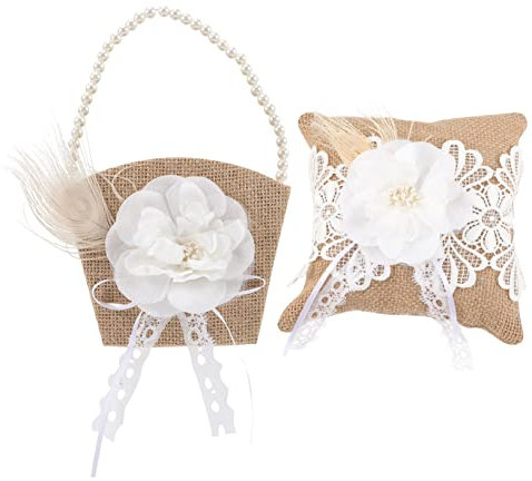 OKUMEYR 1satz Retro Blumenmädchen Korb Ringkissen Hochzeitsbedarf Blumenkorb Für Blumenmädchen Design Für Romantische Hochzeiten Perfektes Zubehör Für Zeremonien