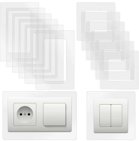 BlueXP 6 Piezas Protector pared Interruptor Luz Unica 6 Piezas Forma Cuadrada Transparente Placas de Cubierta de Interruptor de Luz Dobles Acrílico para Dormitorio Salón enchufes y interruptor