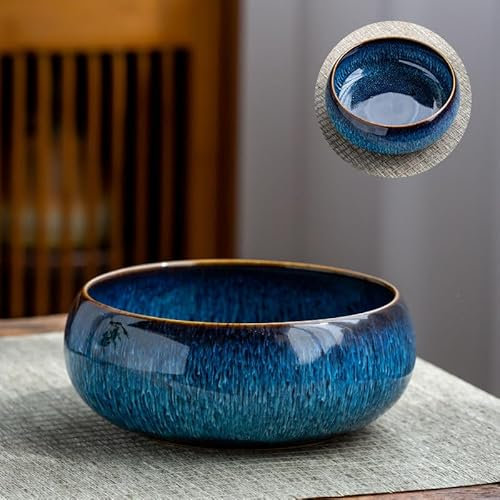 Lotus Bowl Planter, Lotus Bowls for Planting in Water Indoors, for Planting in Water Indoor Household Simple Ceramic Basin (Blue1)