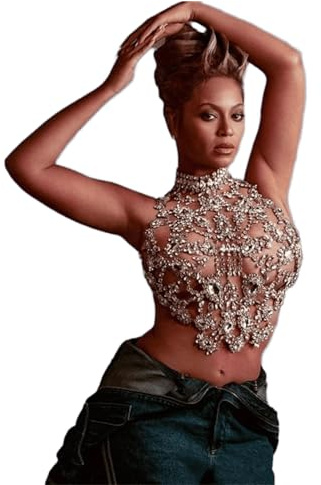 CHUCHUWA Crystal Bra Body Chain Top – Silbernes Neckholder-Crop-Top Mit Strasssteinen, Strand-Bikini-Brustschmuck for Frauen