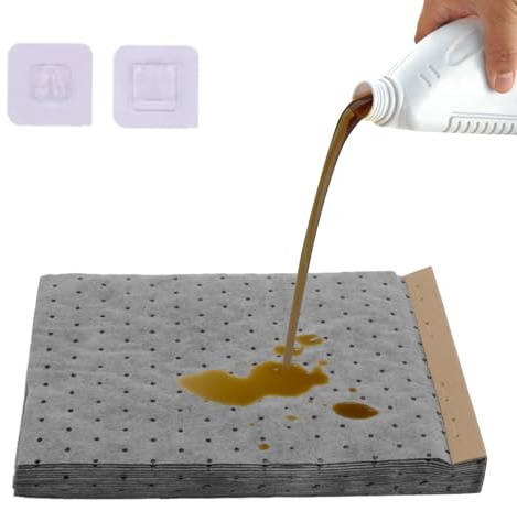 Miosugo 20 cuscinetti assorbenti per olio, 25 x 33 cm, fogli di controllo delle fuoriuscite, assorbimento rapido di liquidi oleosi e a base d'acqua, accessori per garage per casa, garage, cantina