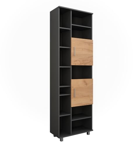 Vicco Armario Alto Ilias, Antracita/Roble Dorado, 60.2 x 190 cm