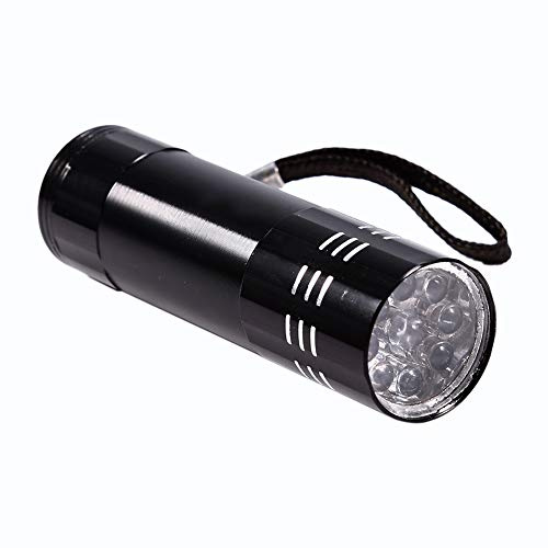 ACOGEDO Mini Linternas para Niños, Linternas para el Hogar LED Universal LETH NEGRAL ALUMINIO ALUMINIO UV 9 LED Ultra Violet Linteria de Luz de Fondo Lámpara de Luz Lámpara UV para Manchas