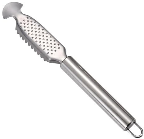 Jecdfs Escamador de Pescado Profesional en Acero Inoxidable 304 - Raspador de Escamas con Dientes de Sierra 23cm - Herramienta de Cocina para Mariscos, Pescaderías y Uso Doméstico