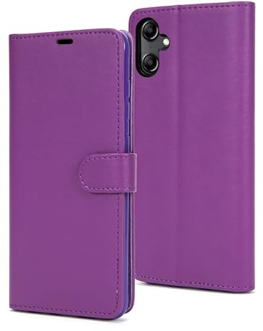 AMAZE!UK A07 case Compatible With Samsung Galaxy A07 Phone Case Leather Flip Protective Wallet Style Kickstand Magnetic Schockproof Cover (Purple)