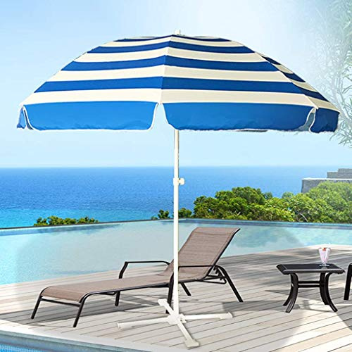 8 Pieds Parasol plié Parasol Parapluie extérieur Portable adapté au Restaurant, à la Cour, à la Plage, à la pelouse, à la terrasse, à la Piscine d'arrière-Cour, avec Une Protection à 99% (Bleu)