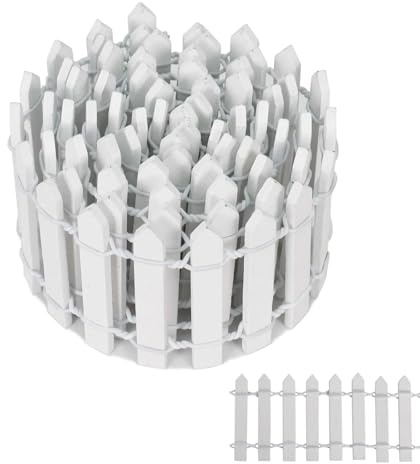 Valla de Jardin en Miniatura, Mini Valla Madera 90 x 5 cm, DIY para Macetas, Micropaisajes, Terrarios, Casas de Muñecas, Bonsáis, Accesorios para Jardines en Miniatura (Blanco)
