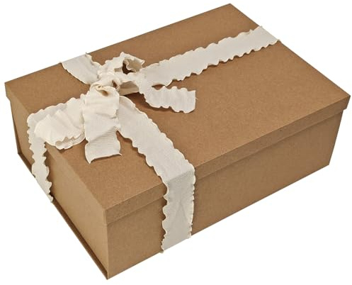 Tekhoho Kraft Geschenkbox 32x22x11cm, Große Premium Rechteckige Geschenkbox mit Deckel für Geschenke, Weihnachts-, Hochzeits- und Geburtstagsverpackung