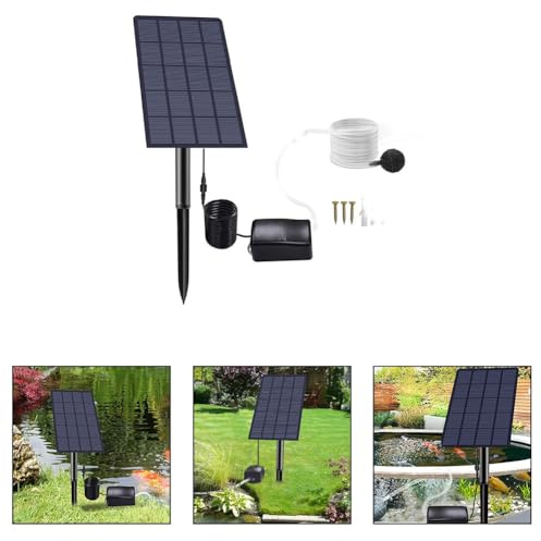 URPIZY Bombas de oxígeno solares de 2,5 W 6 V para estanques de peces pequeños, acuarios e hidroponía, con piedra de aire y accesorios