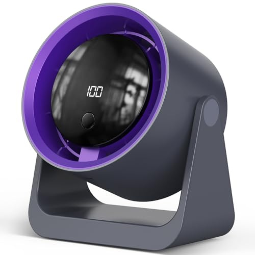 Ventilatore da Tavolo,2000 mAh Ventilatore Portatile Silenzioso Ricaricabile USB con 5 Velocità,360° Angolo Regolabile,Display LED,Ventilatori a Batteria Per Camera,Soggiorno,Cucina, Scrivania,Camper
