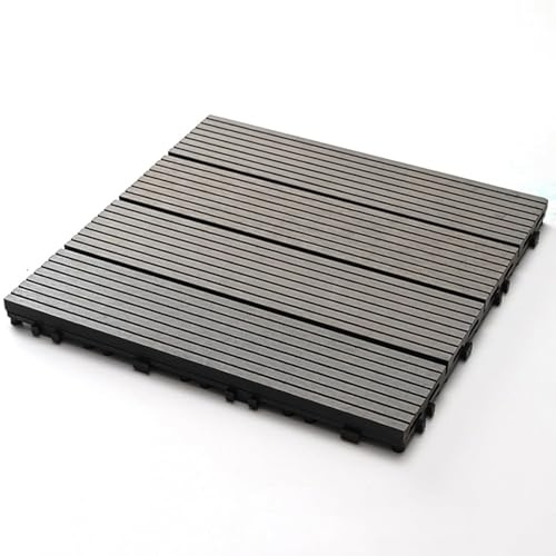 Piastrelle ad incastro per esterni, pavimento in legno di plastica per patio e giardino, design durevole e resistente alle intemperie