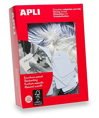 APLI 392 - Pack de 500 etiquetas colgantes, 36 x 53 mm, color blanco