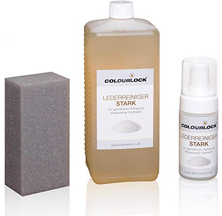 COLOURLOCK Lederreiniger Stark, 1l inkl. 125ml-Schaumspenderflasche und Reinigungsschwamm