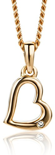 OROVI Halskette Damen mit Herz Rosé 9 Karat / 375 Gold Kette mit Rundschliff Diamant Kette 45 cm