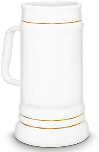 Bastel-Tassen ohne Druck zum Bemalen aus Hochwertiger Keramik Einzeln oder im Set/Mug/Cup/Becher/Pott - Ständerkrug mit Goldrand 1 Stück
