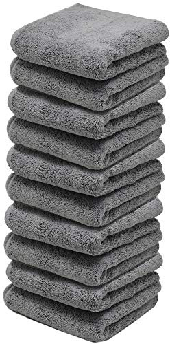 Towelogy® Microfibre Cleaning Cloths Grey 420GSM Large Thick Ultra Absorbent Multipurpose For Dusting Polishing Washing 40x40cm (Pack Of 10, Grey)