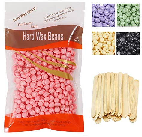 Apore Wachswärmer Wachs Haarentfernung, Wachsmaschine Set Wax Warmer Heater Waxing Kit Wachserhitzer, Wax Enthaarung Set (500g Wachsbohnen+50Stücke Holzspateln)