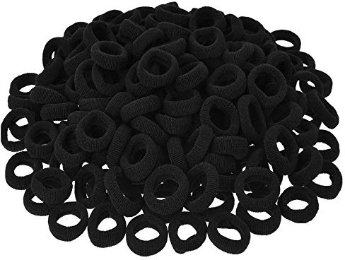 Rpanle 100 Pièces Élastiques Cheveux Cravates, mini cravates colorées de queue de cheval doux de bandes de cheveux multicolores pour Filles Bébé Enfants (2.5cm*6mm) Noir