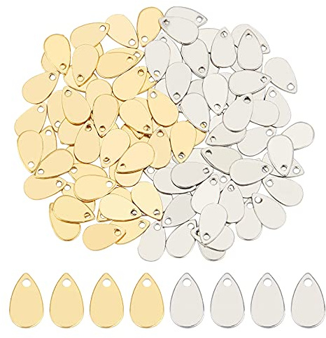 UNICRAFTALE Über 100pcs Golden Edelstahl Farbe Anhänger Teardrop Stamping Rohlinge Tag Edelstahl Anhänger Für Armband Ohrring Anhänger Charms Für Armband Halskette Schmuckherstellung