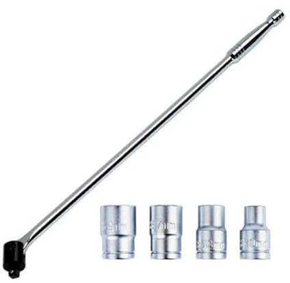 Tooltime. Professional 24 1/2 Drive Knuckle Breaker Bar Plus 4 Piece Chrome Vanadium Socket Set