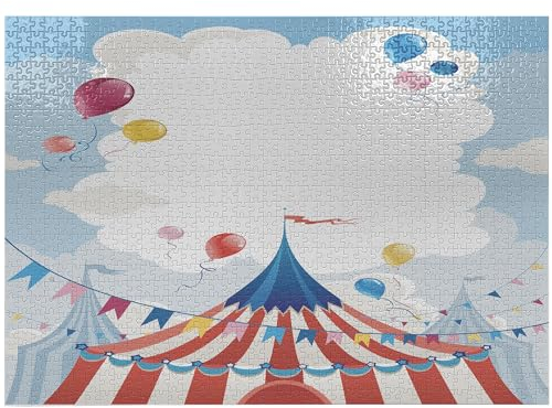 ABAKUHAUS Zirkus Puzzle, Zirkus-Tag Leinwand-Zelt, Heirloom-Qualität lustige Aktivität für die Familie langlebiger Karton, 1000 Stücke, Mehrfarbig