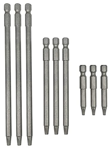 9Stück SQ2 Vierkant Schraubendreher Bits Magnetisch 4 Kant Bit 50/100/150mm | Saipor Schraubenziehe Set 1/4 Zoll Sechskantschaft Schrauben Schrauber Bit für Elektrischer Schraubendreher